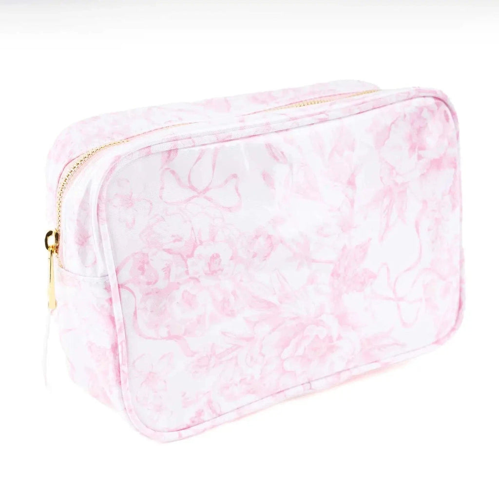 Bow Next Door Large Basket, Pink Toile Bow main image 1