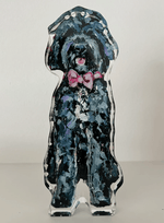 Chelsea McShane Art Black Doodle Pink Bow Acrylic Block