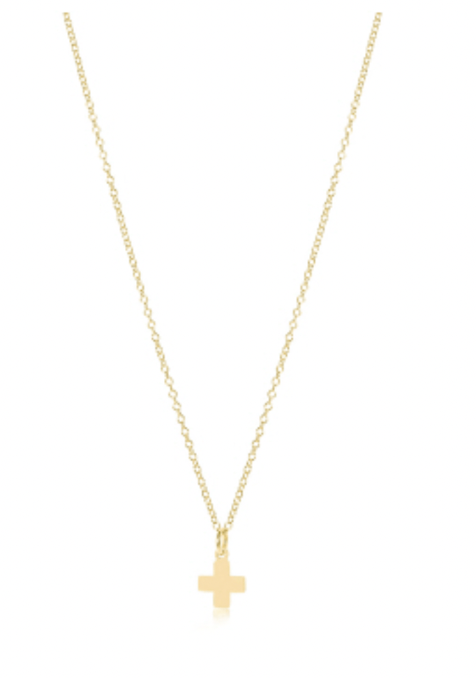 16" Signature Cross Gold Charm Necklace