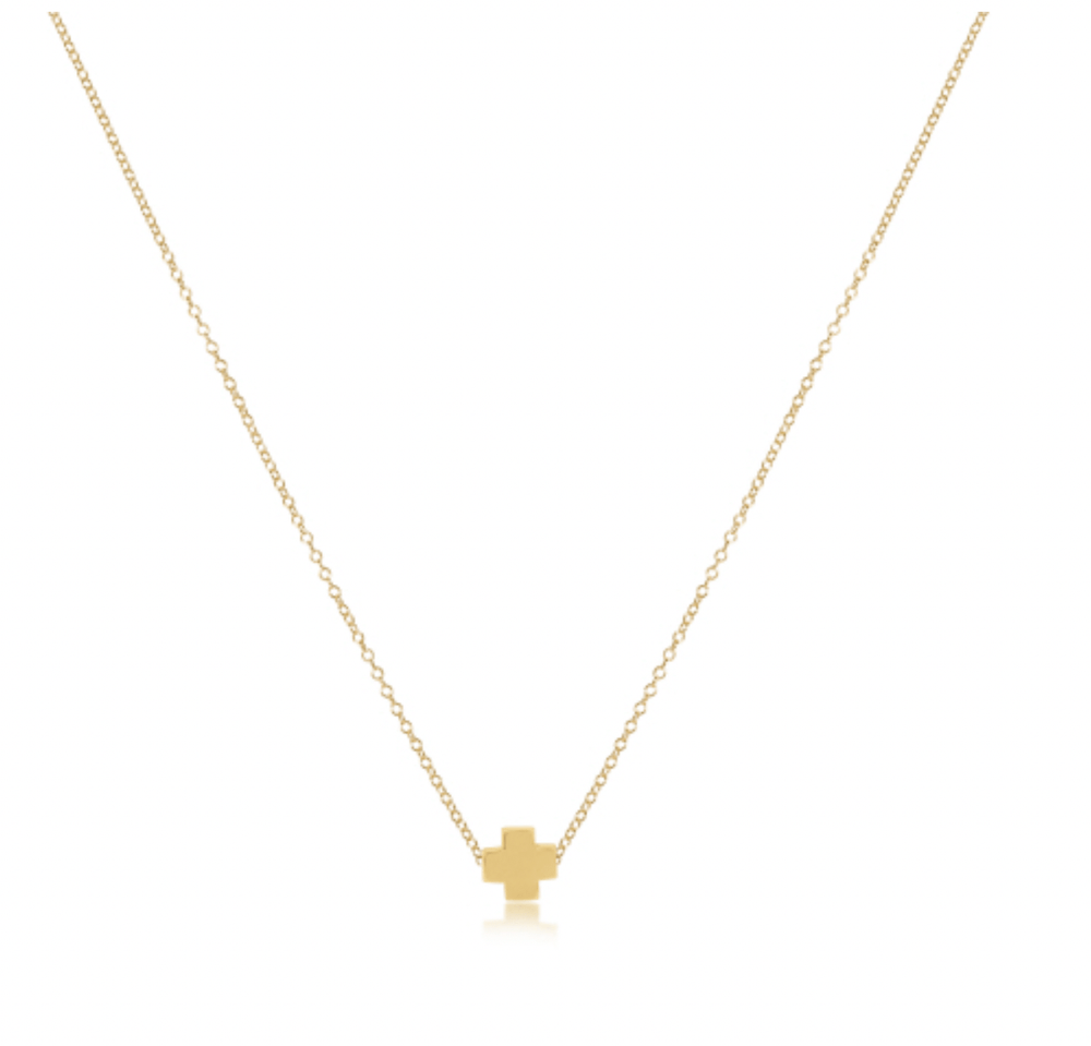 16" Signature Gold Cross Gold Necklace