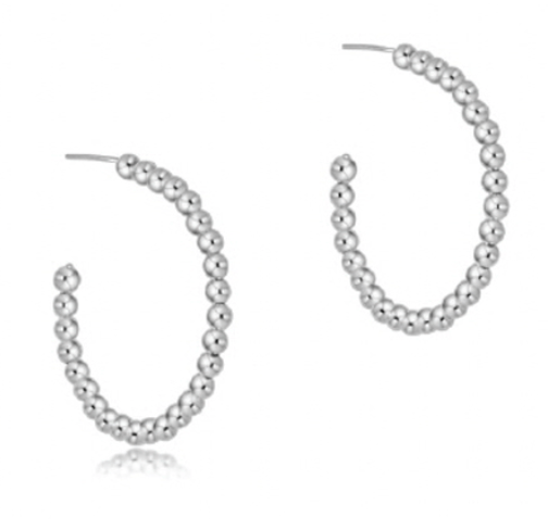 Beaded Classic 4mm Sterling 1.25" Hoops