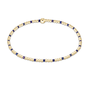 Hope Sincerity Pattern 2mm Bead Bracelet, Blue Metallic