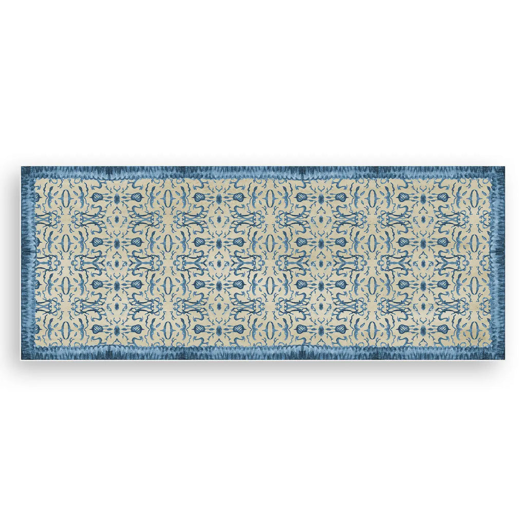Blue & Tan Chinoiserie Vinyl Floor Runner