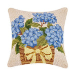 Blue Hydrangea Floral Basket Pillow