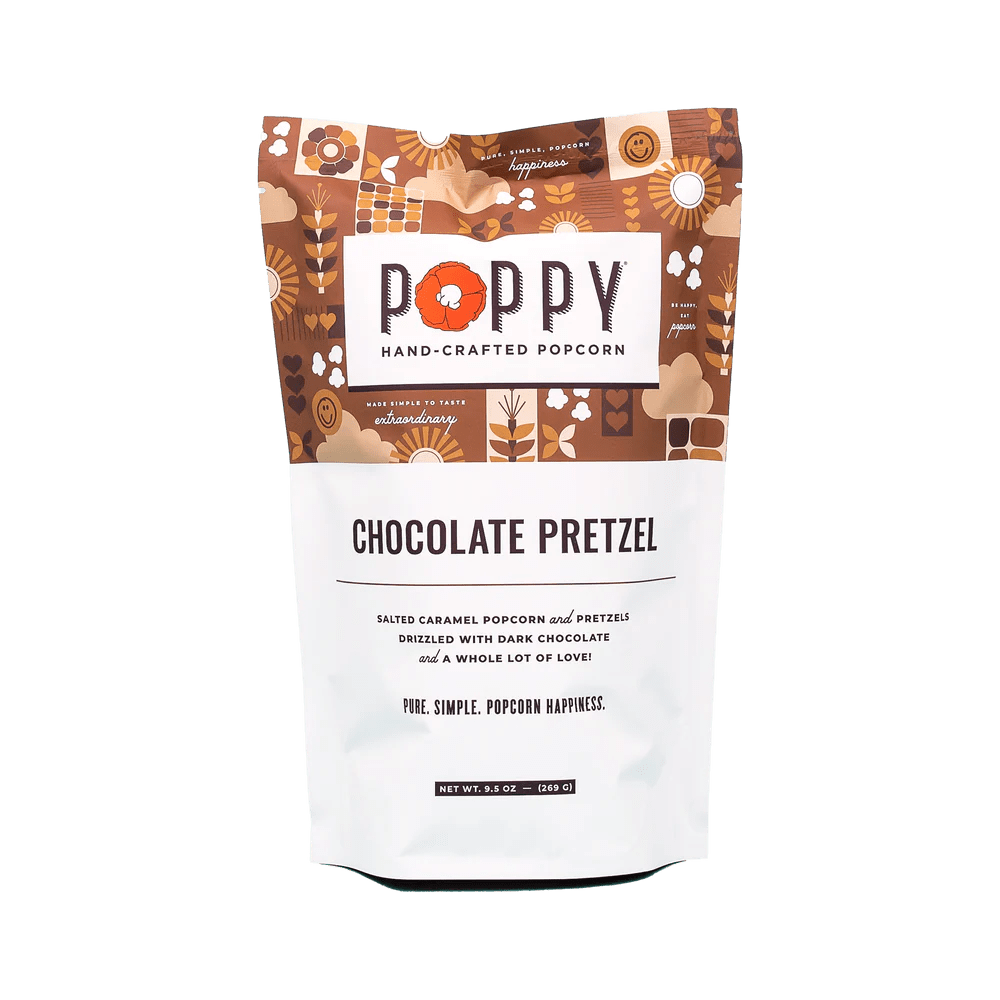 Poppy Popcorn Dark Chocolate Pretzel Poppy Popcorn