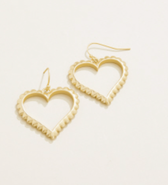 Scalloped Heart Gold Earrings