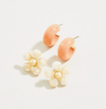 Spartina Sweet Song Cream & Coral Earrings Set
