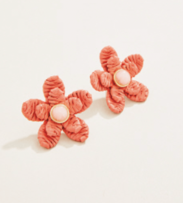 Sweet Straw Red Flower Earrings