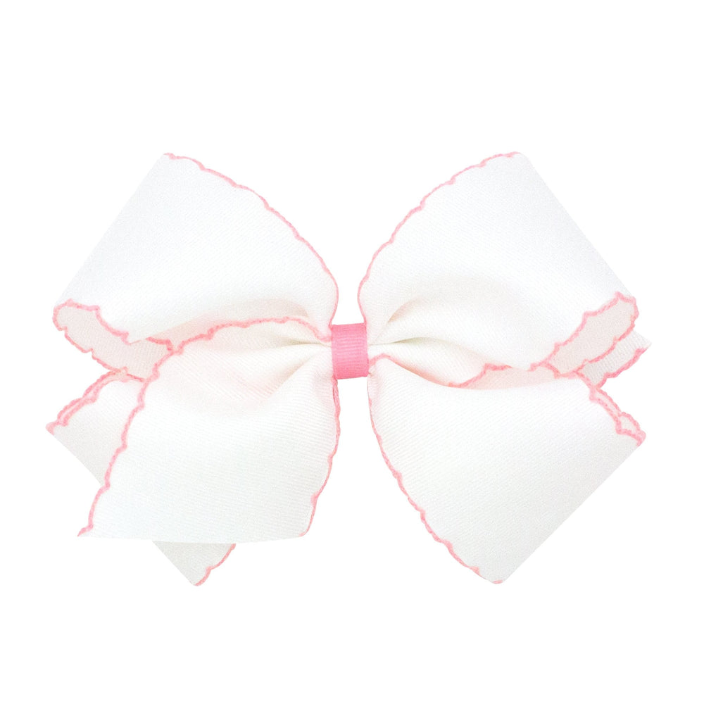 Wee Ones White & Light Pink Moonstitch King Bow