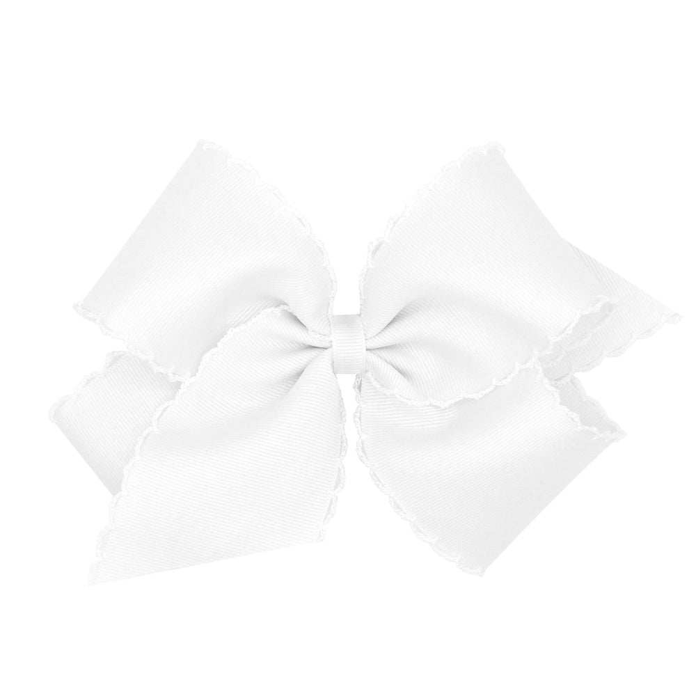 Wee Ones White Monotone Moonstitch King Bow