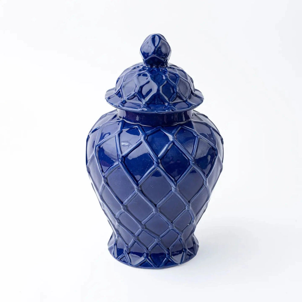 Large Navy Textured Ginger Jar