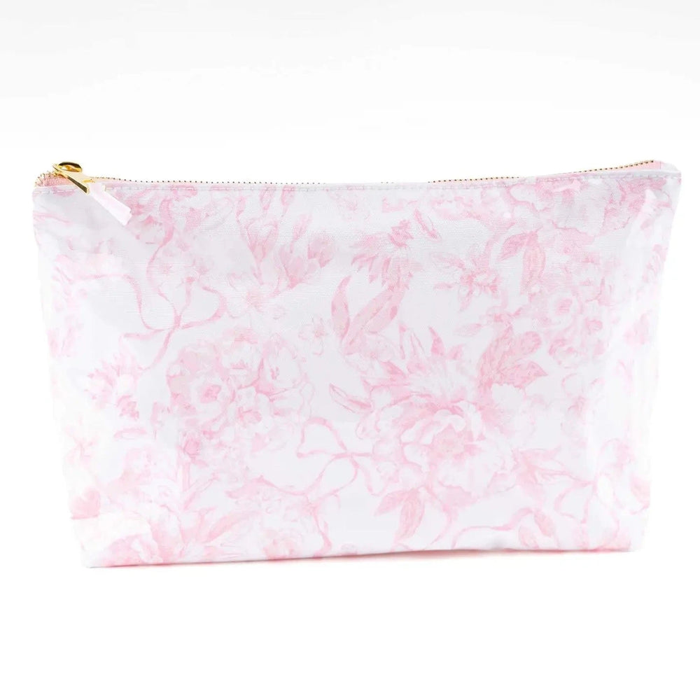 Pink Bow Toile Travel Cosmetic