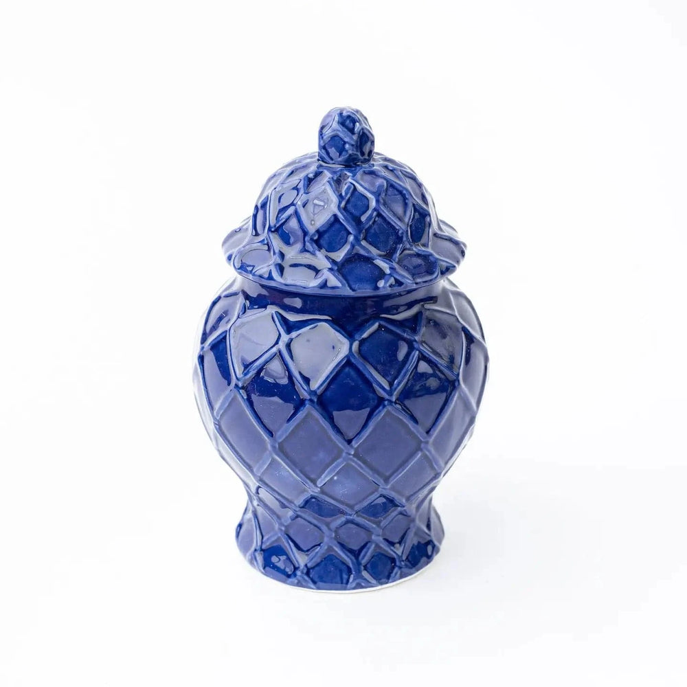 Small Navy Textured Ginger Jar