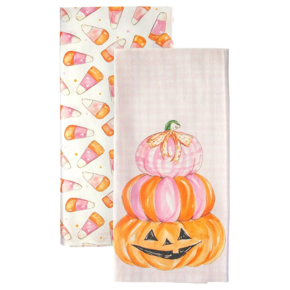 Pink Candy Corn Set of 2 Tea Towels