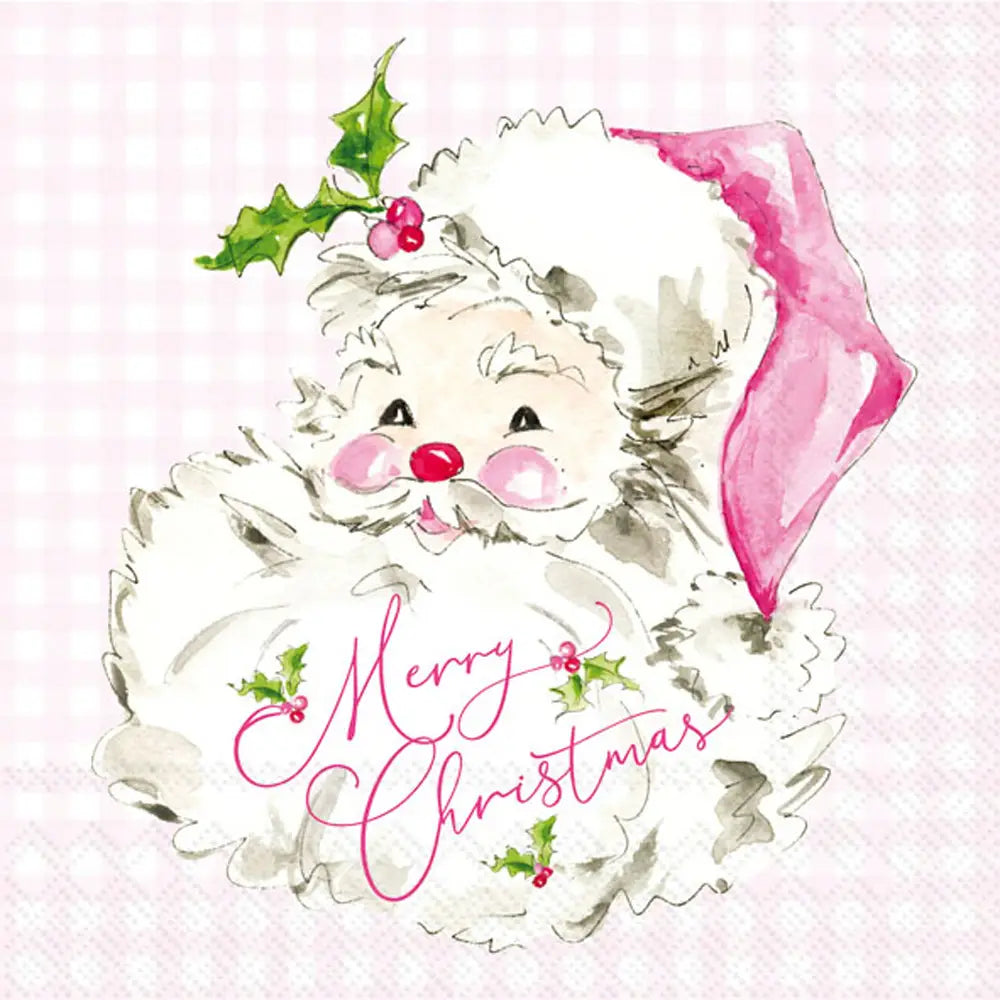 Pink Santa Christmas Cocktail Napkins