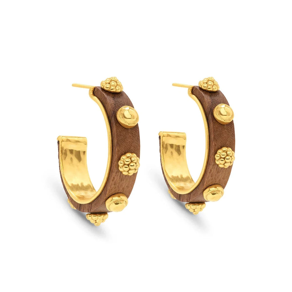 Gaia Teak Berry Hoop Earrings
