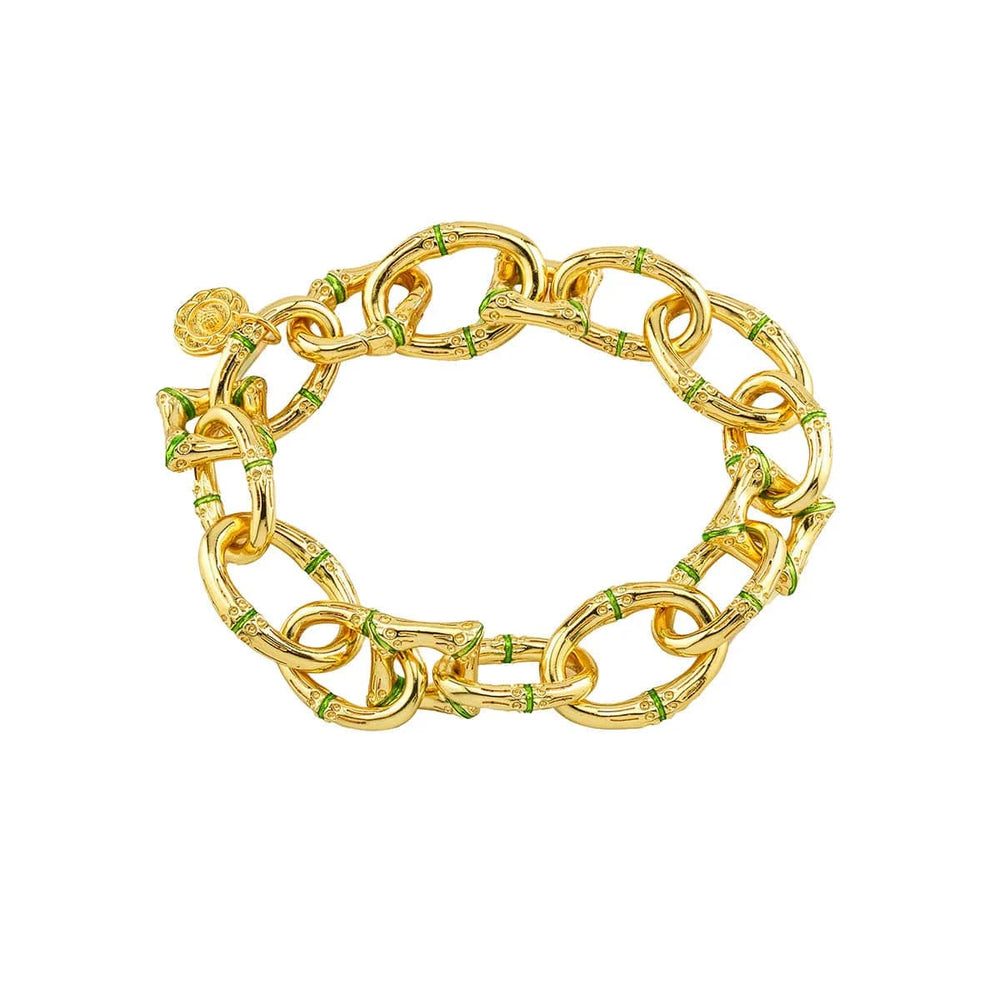 Green & Gold Bangkok Bamboo Link Bracelet