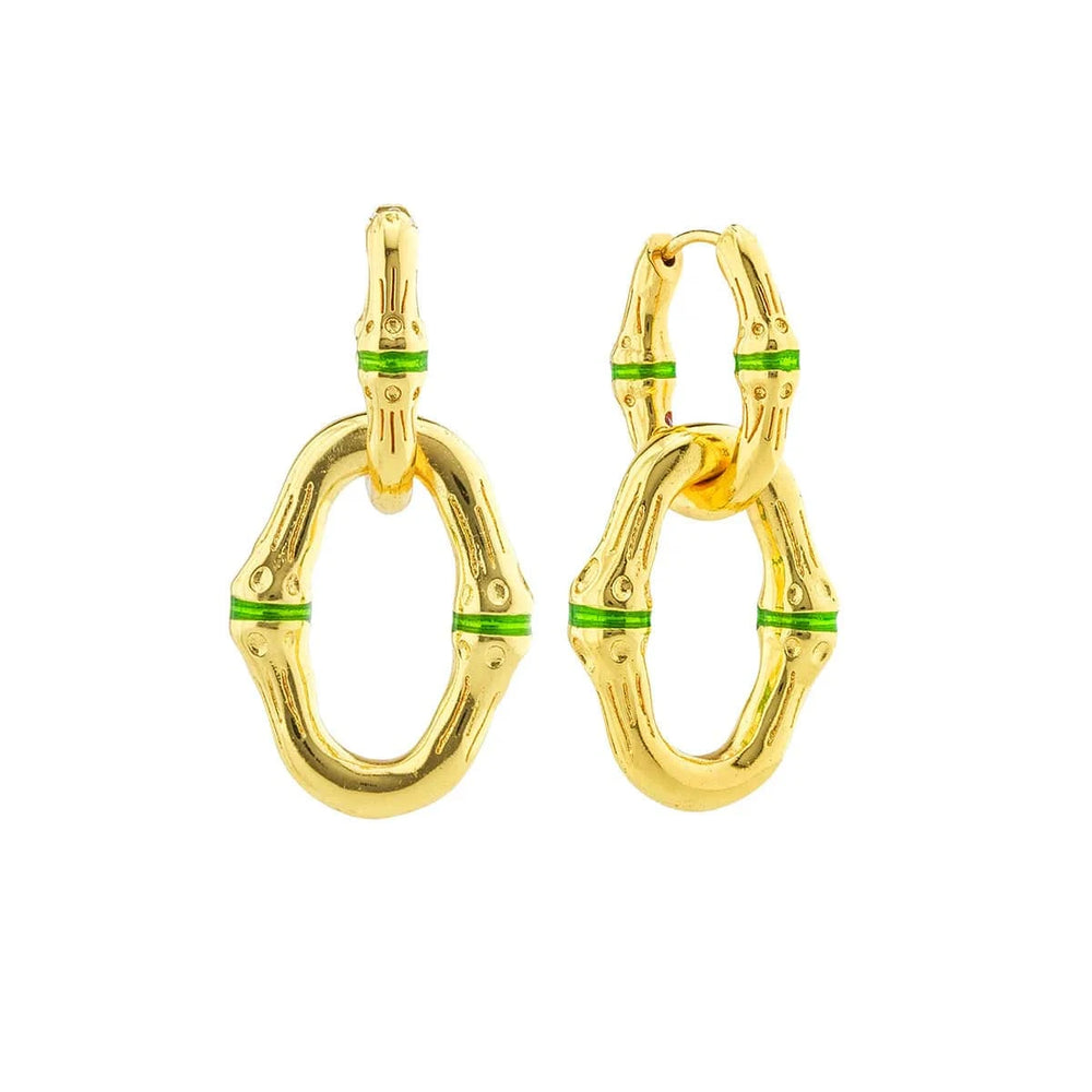 Green & Gold Bangkok Bamboo Link Earrings