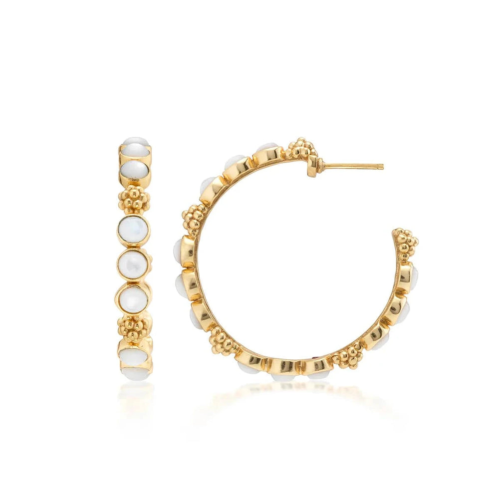 Mother of Pearl Berry Gem Hoop Earrings