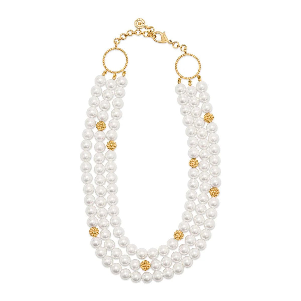 Pearl Berry & Bead Triple Strand Necklace