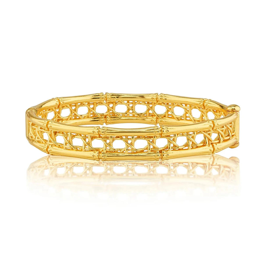 Veranda Gold Caning Hinged Bangle S/M