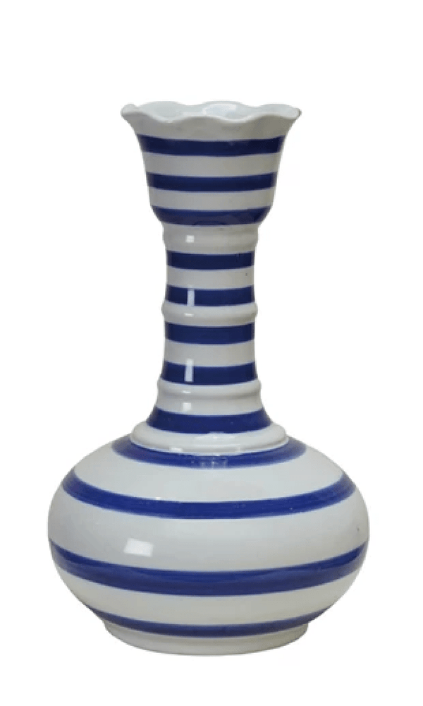 Creative Co-op Blue Stripe Large Vase