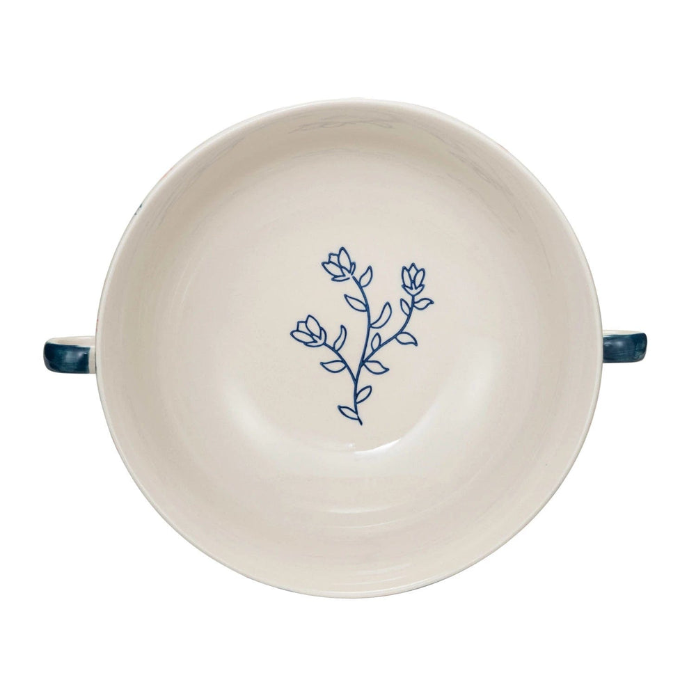 Creative Co-op Multi Stripe Footed Bowl