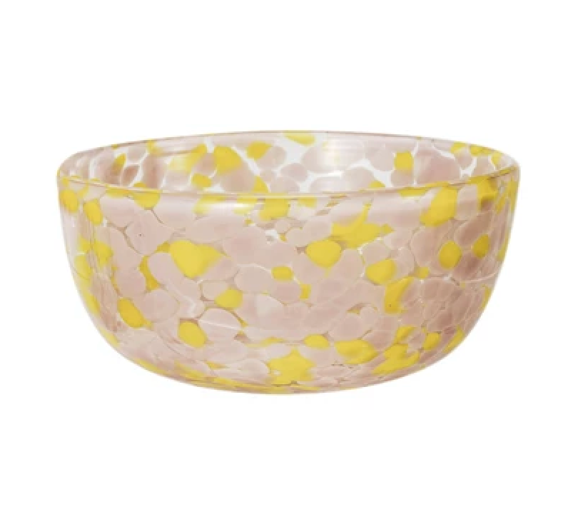 Creative Co-op Yellow Abstract Glass Bowl