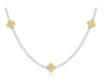 15" Signature Gold Cross Mixed Metal 2mm Sterling Bead Pattern Choker