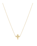 16" 4mm Beaded Cross Gold Necklace