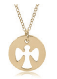 16" Guardian Angel Gold Disc Necklace