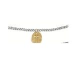 15" Bright Silver Faceted Hematite 2mm Inspire Small Gold Charm Choker