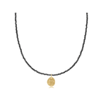 15" Faceted Hematite 2mm Inspire Small Gold Charm Choker