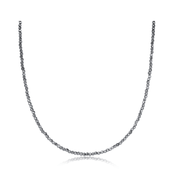 15" Silver Faceted Hematite 2mm Bead Choker
