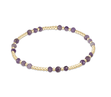 Amethyst Gemstone Gold Joy Pattern 3mm Bead Bracelet