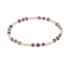 Amethyst Gemstone Gold Joy Pattern 3mm Bead Bracelet