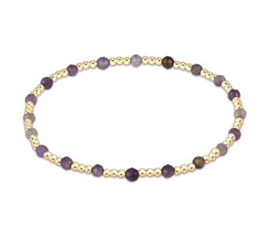 Extends Amethyst Gemstone Gold Sincerity Pattern 3mm Bead Bracelet