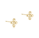 Beaded 2mm Signature Small Gold Cross Studs
