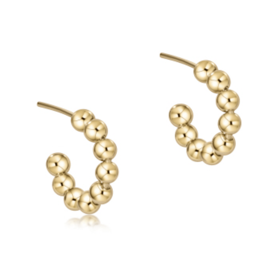 Beaded Classic 4mm Gold 1" Hoops