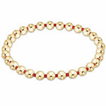 Bright Red Gameday Hope Grateful 5mm Gold Bead Bracelet