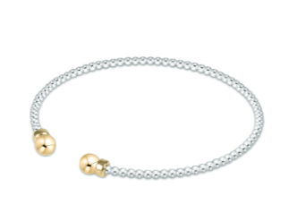 Classic Mixed Metal 2mm Bead Cuff