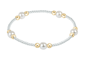 Classic Purpose Pearl 6mm Mixed Metal Bead Bracelet