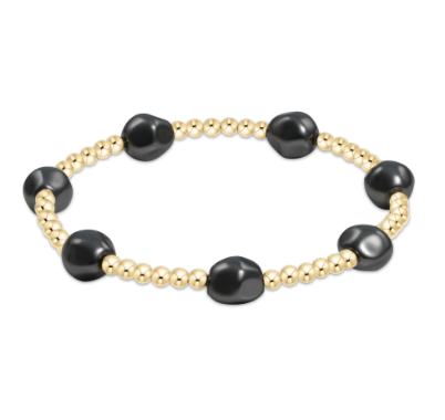 Dark Grey Pearl Admire Gold 3mm Bracelet