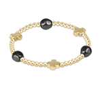 Dark Grey Pearl Signature Cross Admire Gold 3mm Bracelet