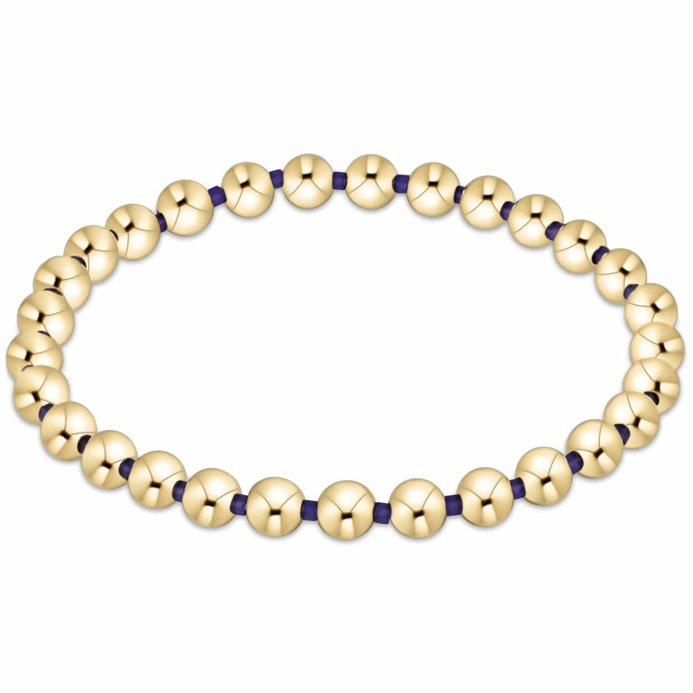Deep Purple Gameday Hope Grateful 5mm Gold Bead Bracelet