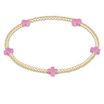 EGIRL Signature Small Bright Pink Cross 2mm Gold Bracelet