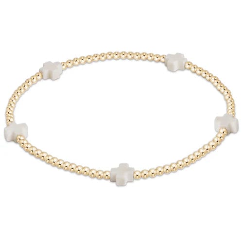 EGIRL Signature Small Off-White Cross 2mm Gold Bracelet