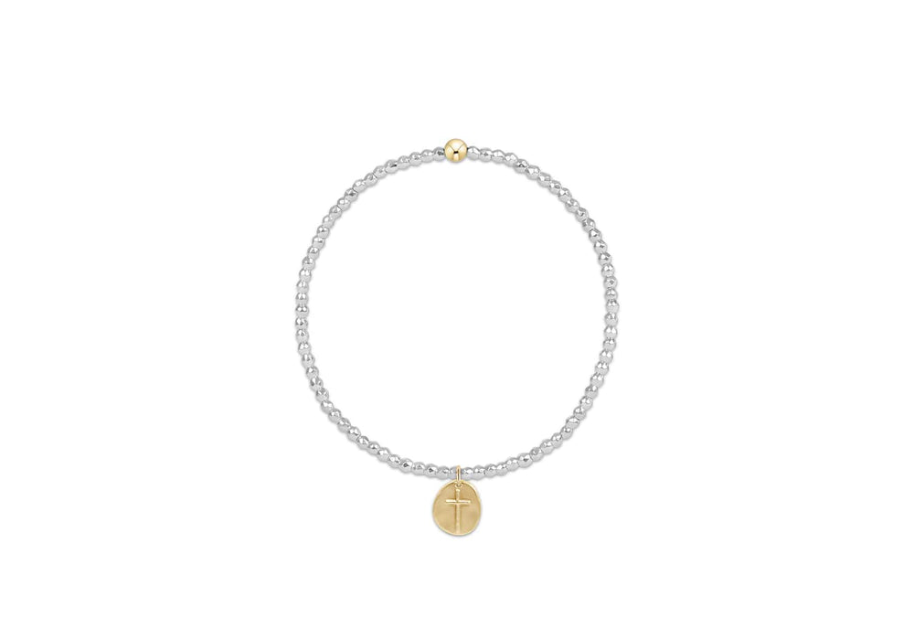 Bright Silver Faceted Hematite 2mm Inspire Small Gold Charm Bracelet