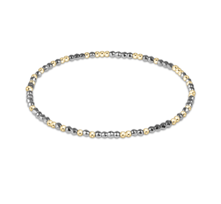 Extends Bright Silver Faceted Hematite Hope Unwritten 2mm Bead Bracelet