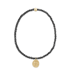 Faceted Hematite 2mm Inspire Small Gold Charm Bracelet